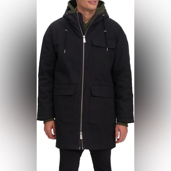 NOIZE BAKER MENS FULL ZIP  HOODED MID LENGTH PARKA JACKET BLACK SIZE XXL NWOT - Picture 8 of 15